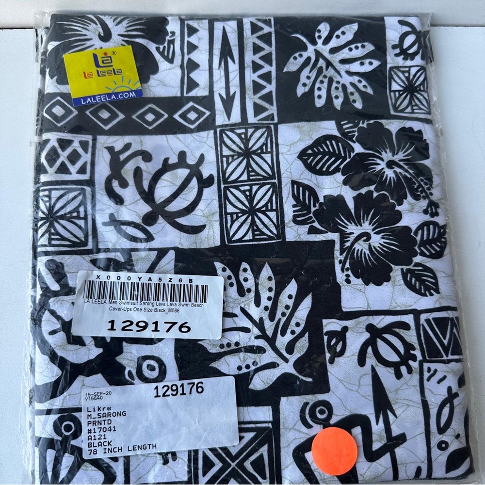 LA LEELA Mens Beach Cover Up Swimwear Sarong Wraps One Size Black White Hibiscus